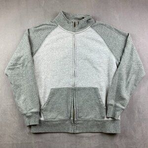 J Crew Men Sweater Large Gray Heather Colorblock Full Zip Long Sleeve Sweatshirt